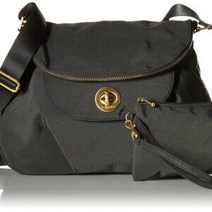 New Baggallini Kuala Flap Zip Hobo Bag Charcoal Grey Lightweight Nylon